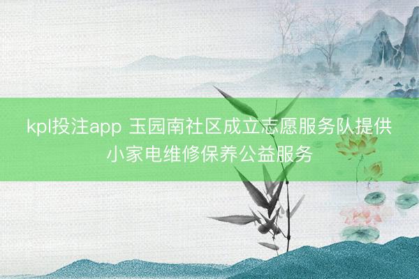 kpl投注app 玉园南社区成立志愿服务队提供小家电维修保养公益服务