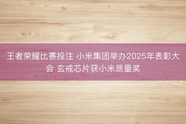 王者荣耀比赛投注 小米集团举办2025年表彰大会 玄戒芯片获小米质量奖