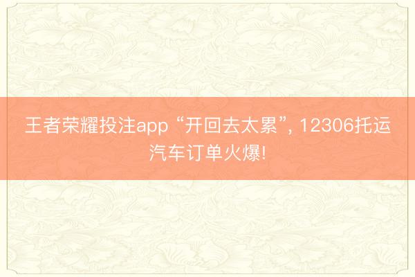 王者荣耀投注app “开回去太累”, 12306托运汽车订单火爆!