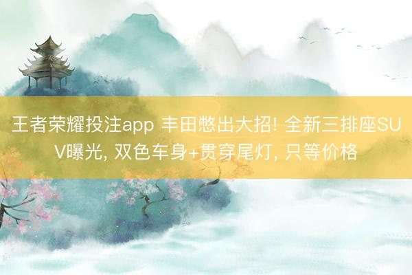 王者荣耀投注app 丰田憋出大招! 全新三排座SUV曝光, 双色车身+贯穿尾灯, 只等价格