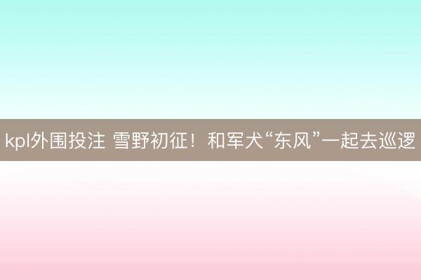 kpl外围投注 雪野初征!和军犬“东风”一起去巡逻