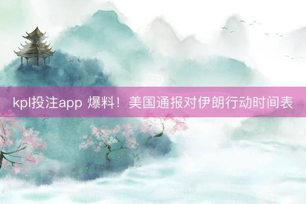 kpl投注app 爆料!美国通报对伊朗行动时间表