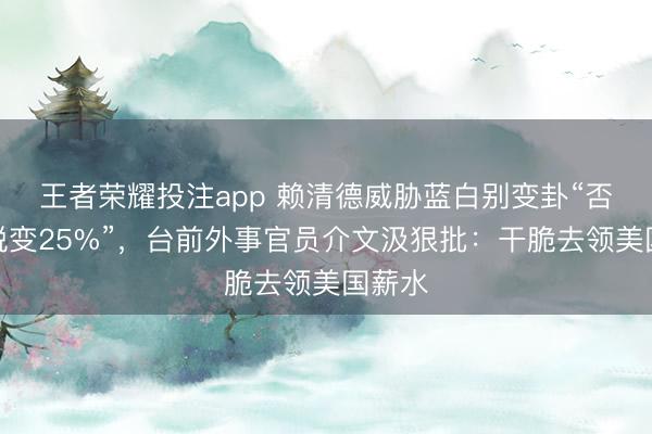 王者荣耀投注app 赖清德威胁蓝白别变卦“否则关税变25%”，台前外事官员介文汲狠批：干脆去领美国薪水