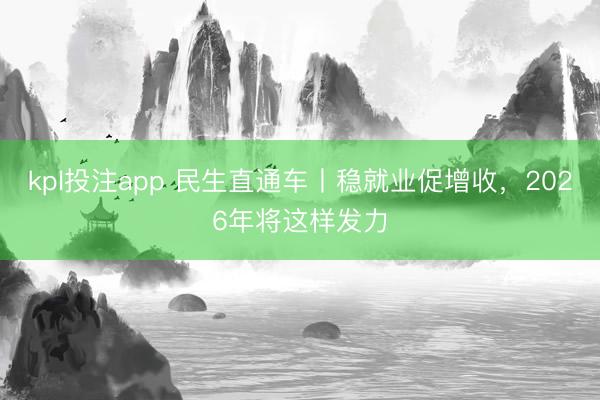 kpl投注app 民生直通车丨稳就业促增收，2026年将这样发力