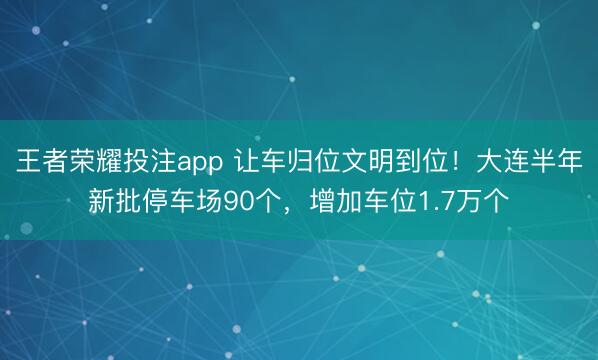 王者荣耀投注app 让车归位文明到位！大连半年新批停车场90个，增加车位1.7万个