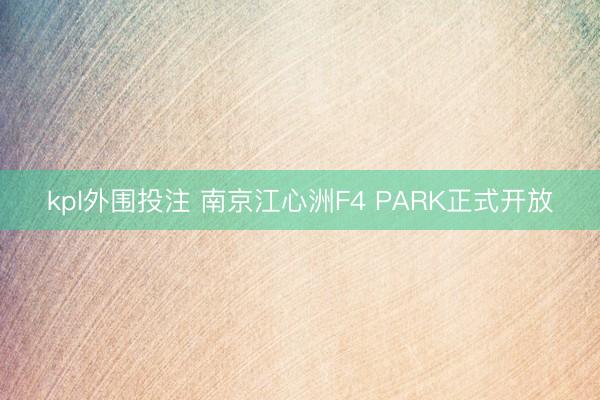 kpl外围投注 南京江心洲F4 PARK正式开放