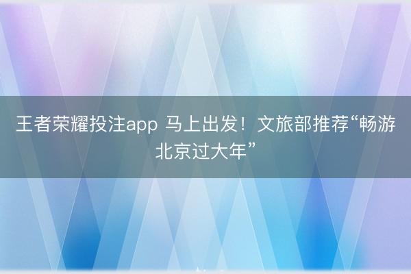 王者荣耀投注app 马上出发！文旅部推荐“畅游北京过大年”