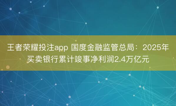 王者荣耀投注app 国度金融监管总局：2025年买卖银行累计竣事净利润2.4万亿元