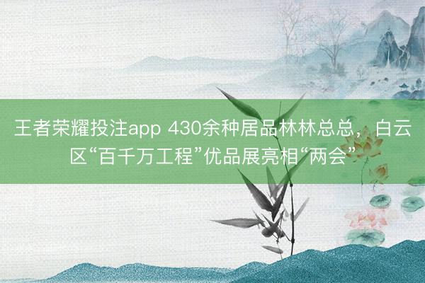 王者荣耀投注app 430余种居品林林总总,白云区“百千万工程”优品展亮相“两会”
