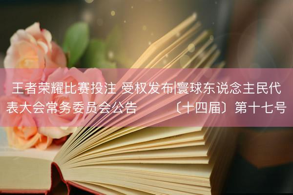 王者荣耀比赛投注 受权发布|寰球东说念主民代表大会常务委员会公告 　　〔十四届〕第十七号