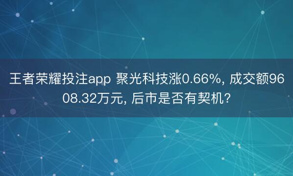 王者荣耀投注app 聚光科技涨0.66%， 成交额9608.32万元， 后市是否有契机?