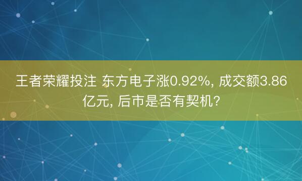 王者荣耀投注 东方电子涨0.92%， 成交额3.86亿元， 后市是否有契机?