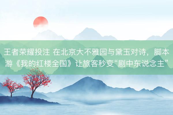 王者荣耀投注 在北京大不雅园与黛玉对诗，脚本游《我的红楼全国》让旅客秒变“剧中东说念主”