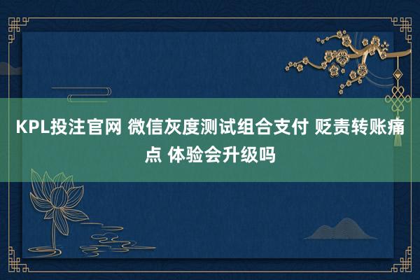 KPL投注官网 微信灰度测试组合支付 贬责转账痛点 体验会升级吗