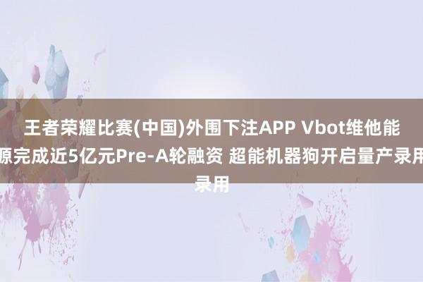 王者荣耀比赛(中国)外围下注APP Vbot维他能源完成近5亿元Pre-A轮融资 超能机器狗开启量产录用