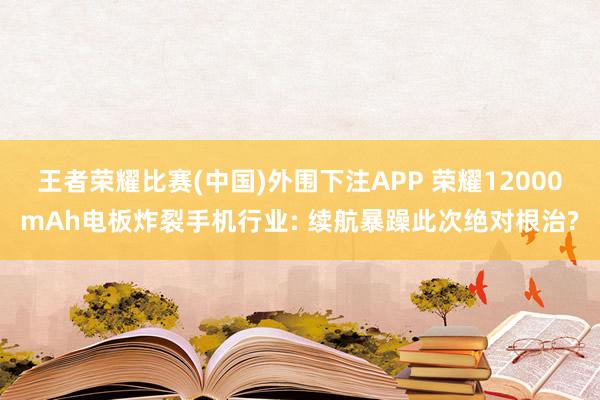 王者荣耀比赛(中国)外围下注APP 荣耀12000mAh电板炸裂手机行业: 续航暴躁此次绝对根治?
