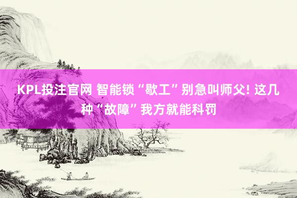 KPL投注官网 智能锁“歇工”别急叫师父! 这几种“故障”我方就能科罚