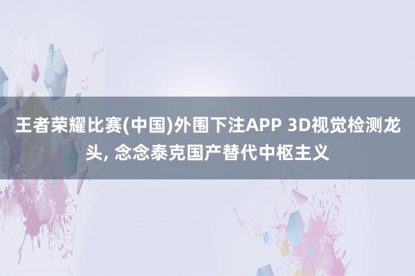 王者荣耀比赛(中国)外围下注APP 3D视觉检测龙头, 念念泰克国产替代中枢主义
