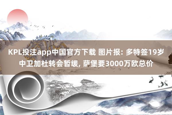 KPL投注app中国官方下载 图片报: 多特签19岁中卫加杜转会暂缓， 萨堡要3000万欧总价
