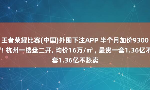 王者荣耀比赛(中国)外围下注APP 半个月加价9300元/㎡! 杭州一楼盘二开， 均价16万/㎡ ， 最贵一套1.36亿不愁卖