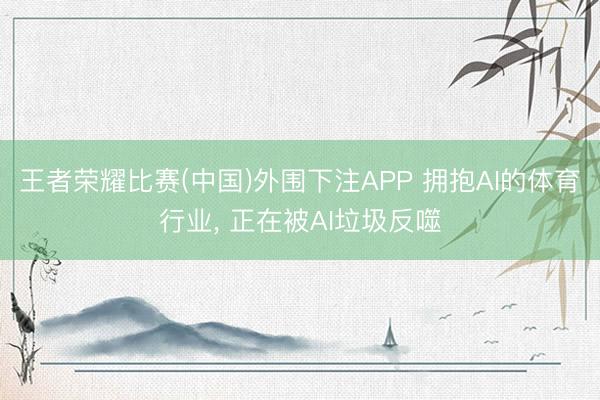 王者荣耀比赛(中国)外围下注APP 拥抱AI的体育行业， 正在被AI垃圾反噬
