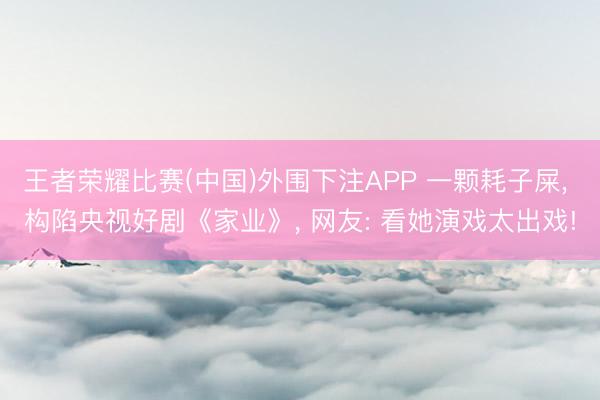 王者荣耀比赛(中国)外围下注APP 一颗耗子屎， 构陷央视好剧《家业》， 网友: 看她演戏太出戏!