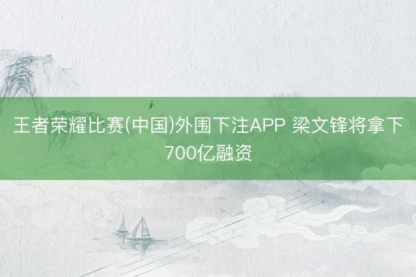 王者荣耀比赛(中国)外围下注APP 梁文锋将拿下700亿融资