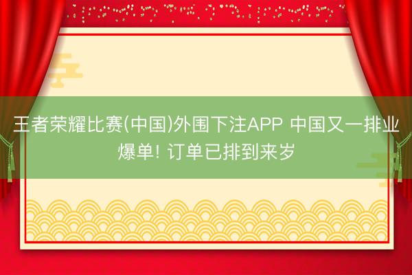 王者荣耀比赛(中国)外围下注APP 中国又一排业爆单! 订单已排到来岁