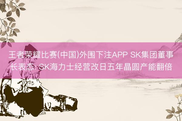 王者荣耀比赛(中国)外围下注APP SK集团董事长表态: SK海力士经营改日五年晶圆产能翻倍