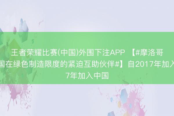 王者荣耀比赛(中国)外围下注APP 【#摩洛哥是中国在绿色制造限度的紧迫互助伙伴#】自2017年加入中国