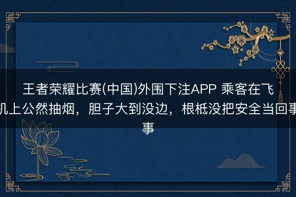 王者荣耀比赛(中国)外围下注APP 乘客在飞机上公然抽烟，胆子大到没边，根柢没把安全当回事