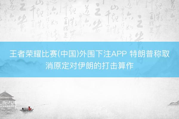 王者荣耀比赛(中国)外围下注APP 特朗普称取消原定对伊朗的打击算作