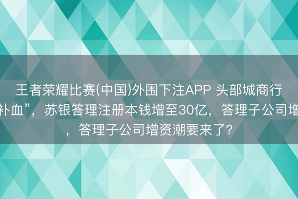 王者荣耀比赛(中国)外围下注APP 头部城商行答理子加速“补血”，苏银答理注册本钱增至30亿，答理子公司增资潮要来了？