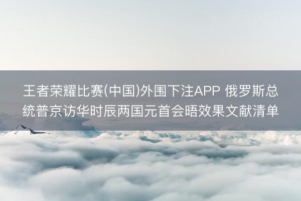 王者荣耀比赛(中国)外围下注APP 俄罗斯总统普京访华时辰两国元首会晤效果文献清单