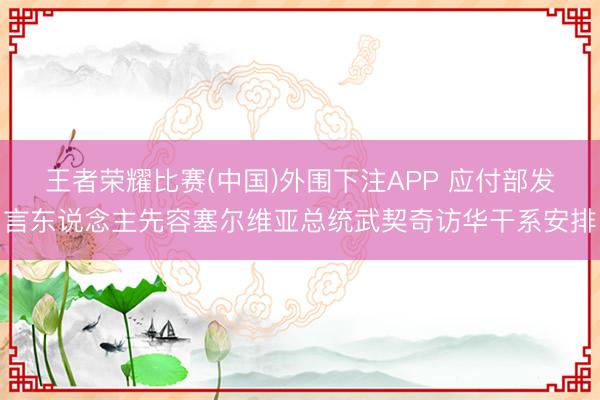 王者荣耀比赛(中国)外围下注APP 应付部发言东说念主先容塞尔维亚总统武契奇访华干系安排