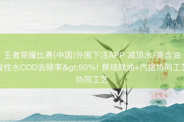王者荣耀比赛(中国)外围下注APP 减顶水/高含油酸性水COD去除率>90%! 聚结除油+汽提协同工艺